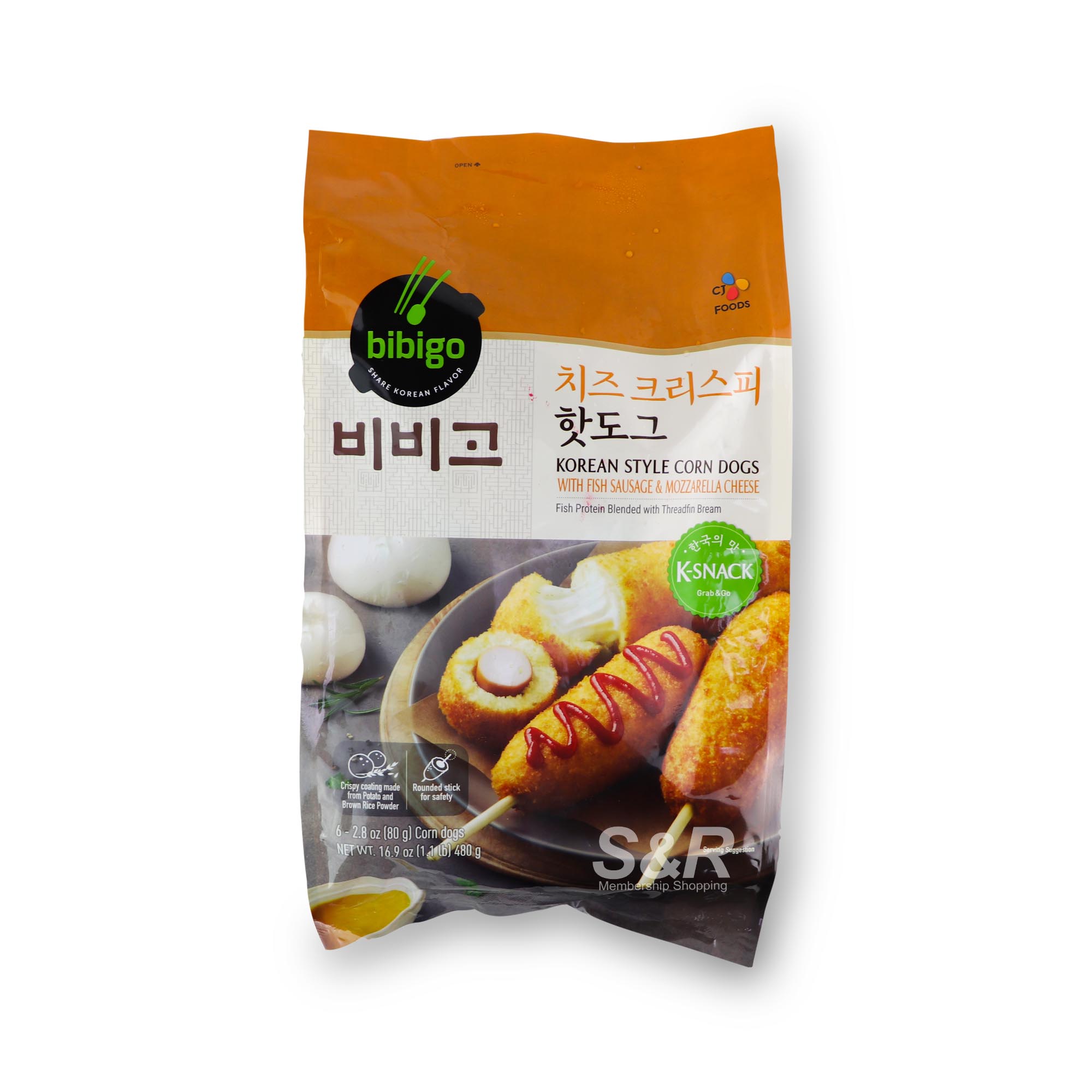 CJ Korean Style Corn Dogs withFish Sausage and Mozzarella Cheese 480g CJ Korean Style Corn Dogs withFish Sausage and Mozzarella Cheese 480g